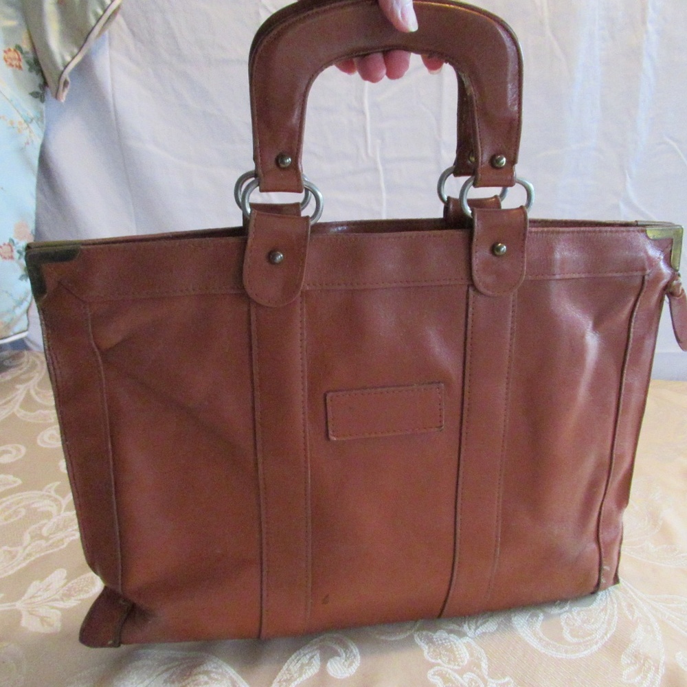 Brown leather satchel, briefcase